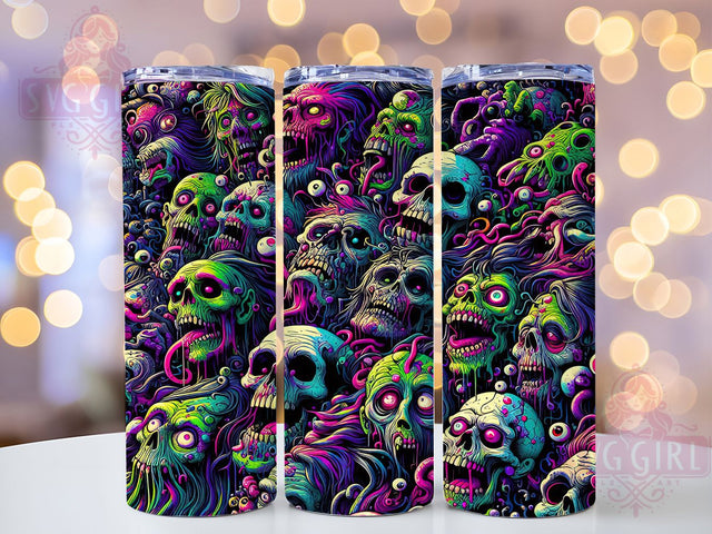Funky Zombie Heads Horror Tumbler, Funky Zombies, Halloween Tumbler, 20Oz Tumbler, Sublimation Design, Scary Faces, Horror Theme Sublimation SvggirlplusArt 
