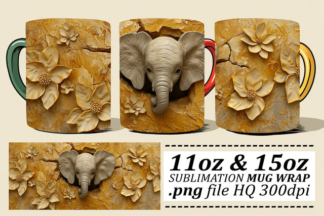 Funny 3D Animal Mug Wraps for Sublimation 11oz 15oz Sublimation afrosvg 