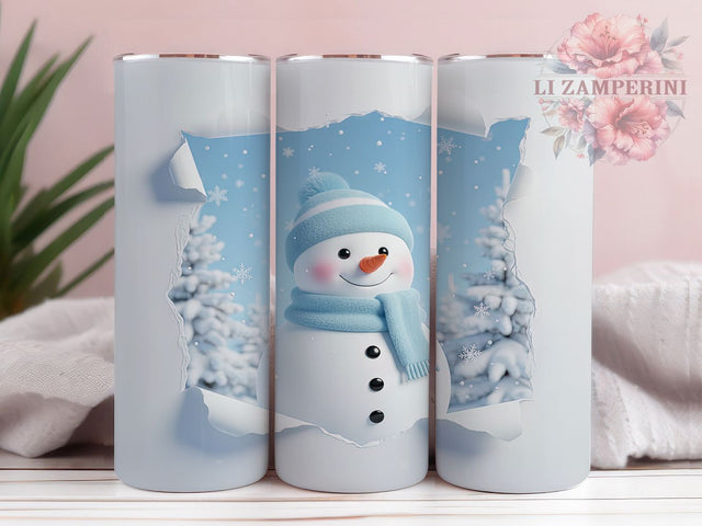 Funny 3D Christmas Snowman Wall Tumbler, Hole In Wall Wrap, 20oz Tumbler Sublimation, Festive Snowman Design, Christmas Wall Break Tumbler, Winter Holiday Wrap, Funny Snowman Sublimation Sublimation Li Zamperini 