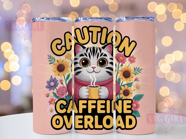 Funny 3D Coffee Lover Cat Tumbler, Inflated Kitty Wrap, 20oz Tumbler Sublimation, Caffeine Overload Design, Funny Coffee Cat Tumbler, Espresso Humor Wrap, Coffee Lover Sublimation Sublimation SvggirlplusArt 