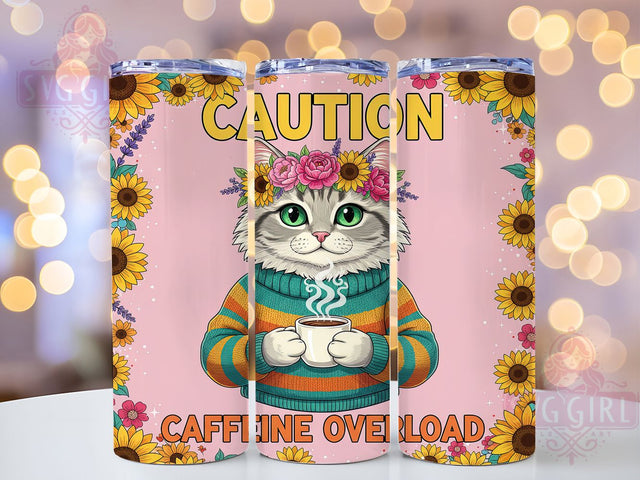 Funny 3D Coffee Lover Cat Tumbler, Inflated Kitty Wrap, 20oz Tumbler Sublimation, Caffeine Overload Design, Funny Coffee Cat Tumbler, Espresso Humor Wrap, Coffee Lover Sublimation Sublimation SvggirlplusArt 