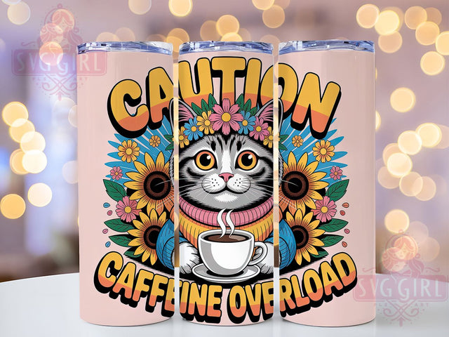 Funny 3D Coffee Lover Cat Tumbler, Inflated Kitty Wrap, 20oz Tumbler Sublimation, Caffeine Overload Design, Funny Coffee Cat Tumbler, Espresso Humor Wrap, Coffee Lover Sublimation Sublimation SvggirlplusArt 