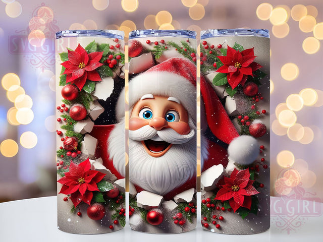 Funny 3D Santa Breakthrough Tumbler, Christmas Hole in Wall Design, Festive Sublimation Cup, Holiday Surprise Mug, 20Oz Skinny Tumbler Wrap, Santa Breakthrough Wrap, Funny Christmas Tumbler Sublimation SvggirlplusArt 