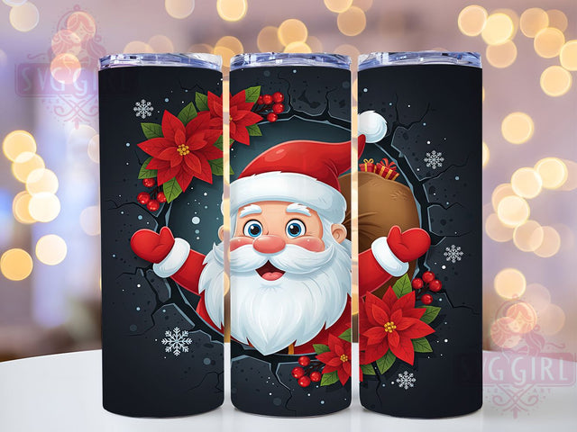Funny 3D Santa Breakthrough Tumbler, Christmas Hole in Wall Design, Festive Sublimation Cup, Holiday Surprise Mug, 20Oz Skinny Tumbler Wrap, Santa Breakthrough Wrap, Funny Christmas Tumbler Sublimation SvggirlplusArt 