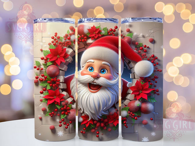 Funny 3D Santa Breakthrough Tumbler, Christmas Hole in Wall Design, Festive Sublimation Cup, Holiday Surprise Mug, 20Oz Skinny Tumbler Wrap, Santa Breakthrough Wrap, Funny Christmas Tumbler Sublimation SvggirlplusArt 