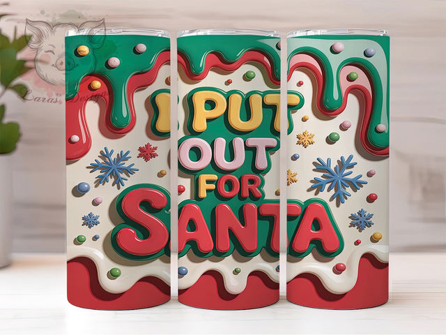 Funny 3D Santa Christmas Tumbler, 3D Christmas Wrap, Naughty Holiday Sublimation, Santa Cookie Cup, 20Oz Skinny Tumbler Wrap, Playful Christmas Mug, Cheeky Holiday Design Sublimation Lara' s Designs 