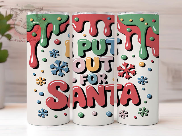 Funny 3D Santa Christmas Tumbler, 3D Christmas Wrap, Naughty Holiday Sublimation, Santa Cookie Cup, 20Oz Skinny Tumbler Wrap, Playful Christmas Mug, Cheeky Holiday Design Sublimation Lara' s Designs 