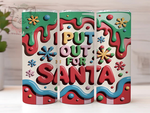 Funny 3D Santa Christmas Tumbler, 3D Christmas Wrap, Naughty Holiday Sublimation, Santa Cookie Cup, 20Oz Skinny Tumbler Wrap, Playful Christmas Mug, Cheeky Holiday Design Sublimation Lara' s Designs 
