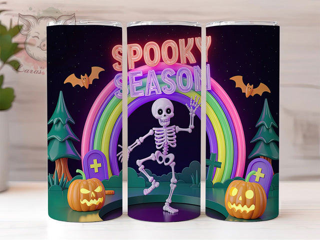Funny 3D Skeleton Halloween Tumbler, 3D Skeleton Wrap, Halloween Spooky Cup, 20oz Sublimation Design, Spooky Season Tumbler, Humorous Halloween Gift, Skeleton Party Tumbler Sublimation Lara' s Designs 