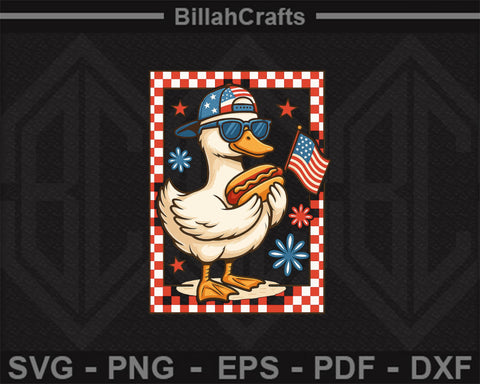 Funny 4th of July Duck SVG Patriotic USA Flag Hot Dog Cut File SVG BillahCrafts 