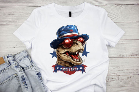 Funny 4th of July T-rex Sublimation clipart Bundle SVG Designangry 