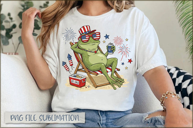 Funny 4th of July USA Patriotic Frog PNG Sublimation Shetara Begum 