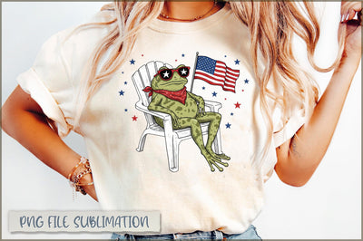 Funny 4th of July USA Patriotic Frog PNG Sublimation Shetara Begum 