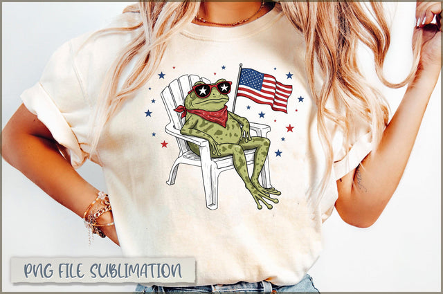 Funny 4th of July USA Patriotic Frog PNG Sublimation Shetara Begum 
