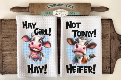Funny and Sarcastic Cows Sublimation Kitchen Dish Towel Designs Sublimation Ewe-N-Me Designs 