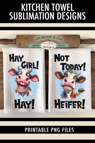 Funny and Sarcastic Cows Sublimation Kitchen Dish Towel Designs Sublimation Ewe-N-Me Designs 