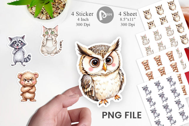 Funny Animal Faces Sticker Sublimation artnoy 