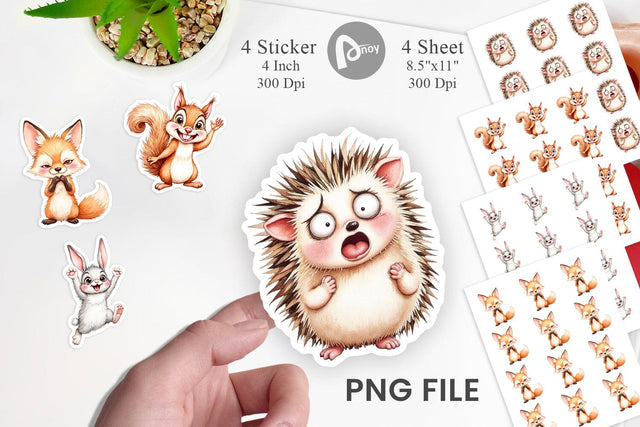 Funny Animal Faces Sticker Sublimation artnoy 