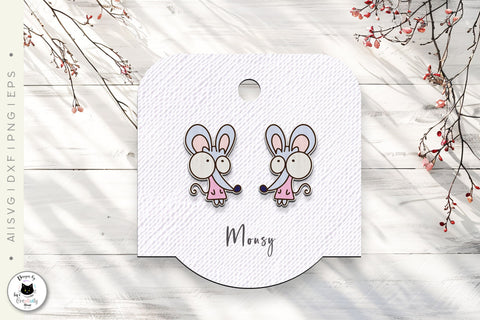 Funny Animal Laser Cut Stud Earrings Bundle SVG Ivy's Creativity House 