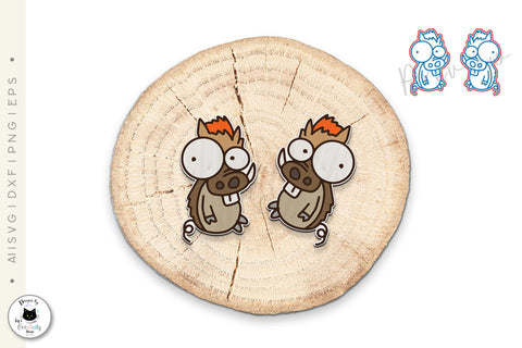 Funny Animal Laser Cut Stud Earrings Bundle SVG Ivy's Creativity House 