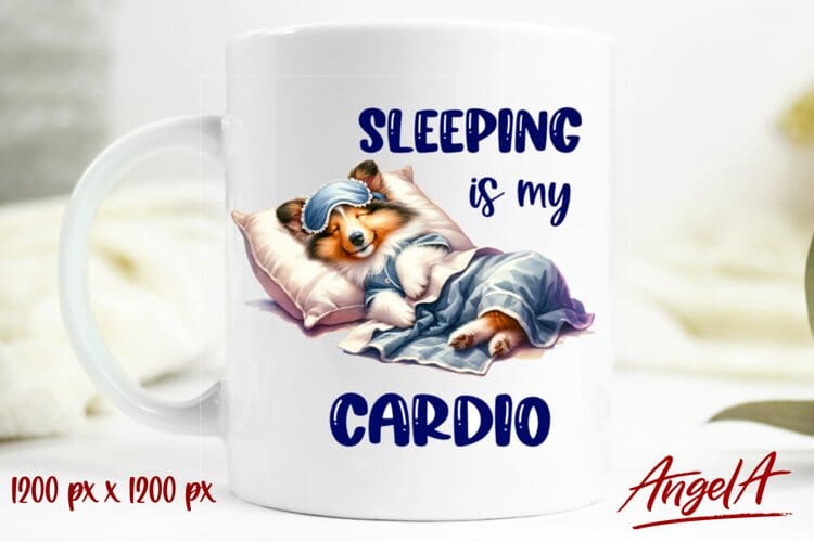 Funny animal mug / funny coffee quotes / sleeping dog Sublimation Angelina Semenova 