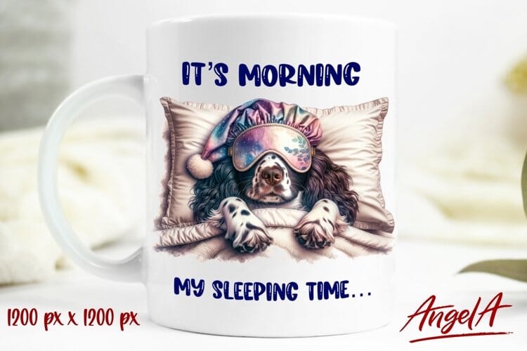 Funny animal mug / sleeping dog, springer spaniel / quote Sublimation Angelina Semenova 