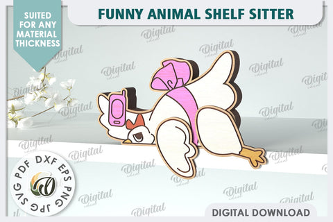 Funny Animals Decor Laser Cut Bundle. Animals Shelf Sitters SVG Evgenyia Guschina 