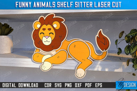Funny Animals Shelf Sitters Laser Cut Bundle | Wooden Animals Figurine | CNC Files SVG Fly Design 