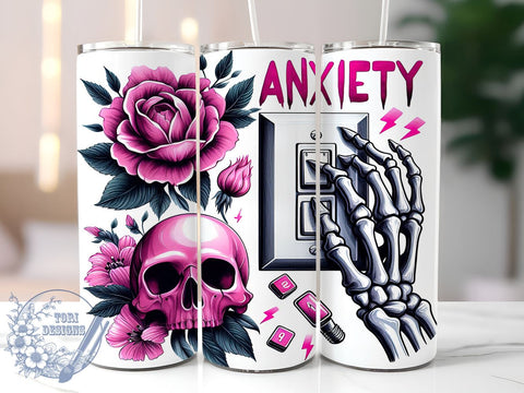 Funny Anxiety 20oz Skinny Tumbler, Overstimulated Mama Tumbler Png, Straight & Tapered Tumbler Wrap, Instant Digital Download Sublimation ToriDesigns 