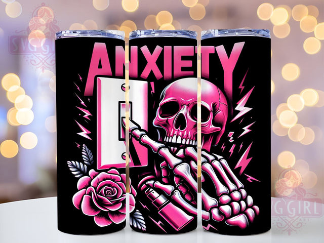 Funny Anxiety 20oz Tumbler Wrap Sublimation Design, Straight Tapered Tumbler Wrap, Floral Skull Tumbler Png, Instant Digital Download Sublimation SvggirlplusArt 