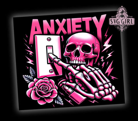 Funny Anxiety 20oz Tumbler Wrap Sublimation Design, Straight Tapered Tumbler Wrap, Floral Skull Tumbler Png, Instant Digital Download Sublimation SvggirlplusArt 