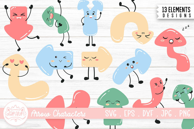 Funny Arrow Characters Clipart Bundle SVG dapiyupi store 