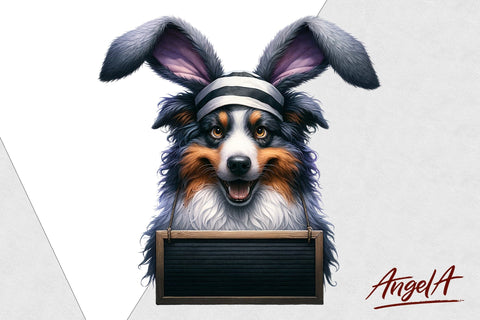 Funny Australian shepherd clipart / Easter dog / bad bunny Sublimation Angelina Semenova 