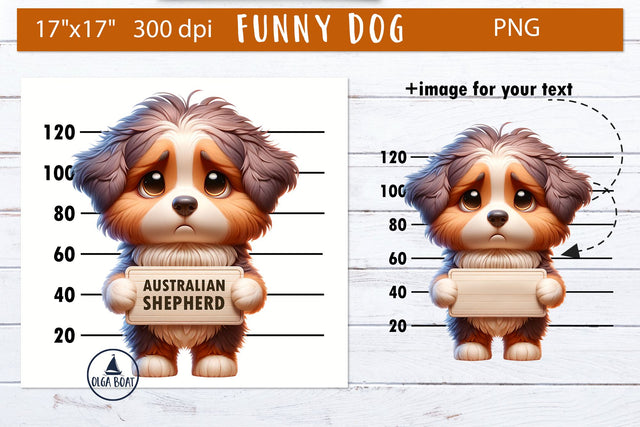 Funny australian shepherd | Sad dog clipart Sublimation Olga Boat Design 