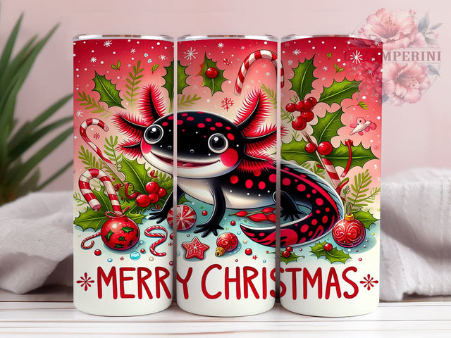 Funny Axolotl Tumbler Wrap, Christmas Axolotl Design, Candy Cane Tumbler Wrap, Merry Christmas Tumbler, 20oz Sublimation Wrap, Cute Holiday Drinkware, Digital Download Sublimation Li Zamperini 