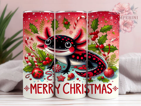 Funny Axolotl Tumbler Wrap, Christmas Axolotl Design, Candy Cane Tumbler Wrap, Merry Christmas Tumbler, 20oz Sublimation Wrap, Cute Holiday Drinkware, Digital Download Sublimation Li Zamperini 