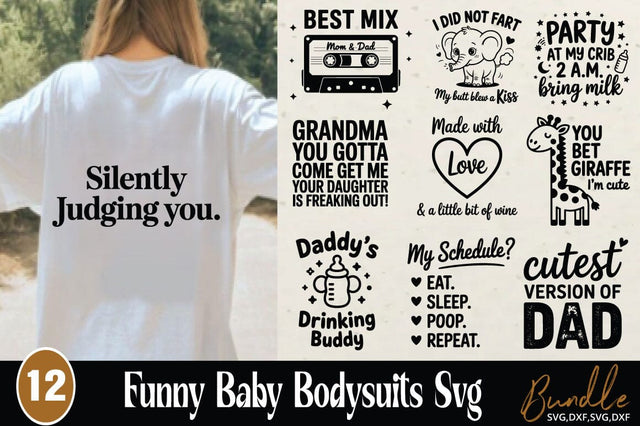 Funny Baby Bodysuits SVG Bundle SVG Angelina750 