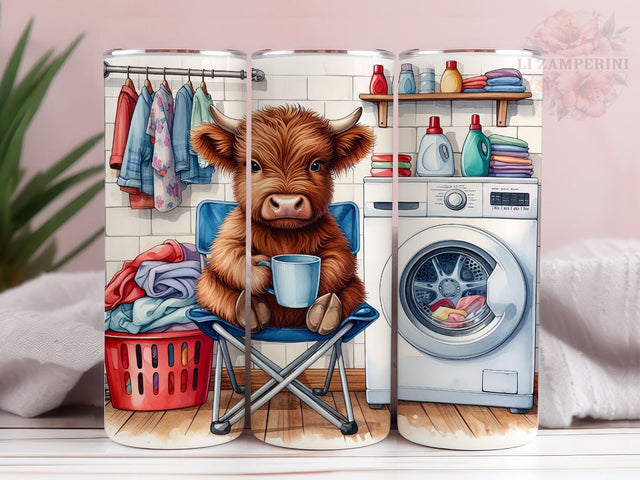 Funny Baby Highland Cow 20oz Tumbler Wrap PNG, Highland Cow Tumbler Png, Straight & Tapered Tumbler Wrap, Instant Digital Download Sublimation Li Zamperini 