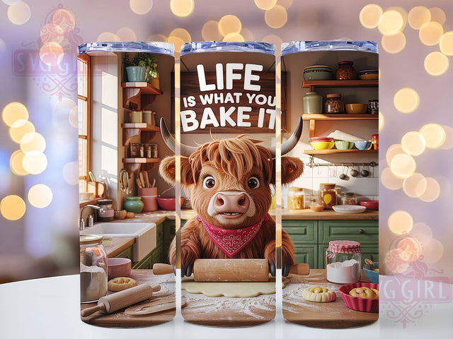 Funny Baking Cow 20oz Tumbler, Baking Quote, Funny Tumbler, 20oz Sublimation, PNG Design, Farmhouse Style, Rustic Mug Sublimation SvggirlplusArt 