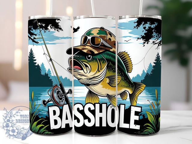 Funny Bass Fishing Tumbler Wrap, Bass Fish Wrap, 20oz Sublimation Wrap, Fisherman Gift Cup, Basshole Joke Tumbler, Outdoor Fishing Design, Humor Fishing Tumbler Sublimation ToriDesigns 
