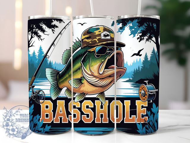 Funny Bass Fishing Tumbler Wrap, Bass Fish Wrap, 20oz Sublimation Wrap, Fisherman Gift Cup, Basshole Joke Tumbler, Outdoor Fishing Design, Humor Fishing Tumbler Sublimation ToriDesigns 