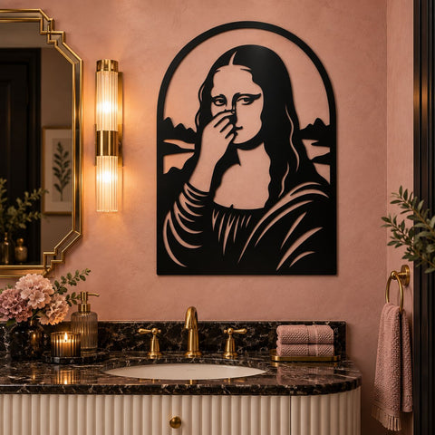 Funny Bathroom Mona Lisa Laser SVG | Toilet Humor Wall Art | Bathroom Sign DXF | Funny Restroom Decor | CNC Plasma Cut File SVG HappyDesignStudio 
