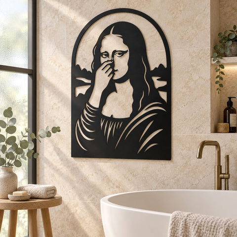 Funny Bathroom Mona Lisa Laser SVG | Toilet Humor Wall Art | Bathroom Sign DXF | Funny Restroom Decor | CNC Plasma Cut File SVG HappyDesignStudio 