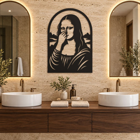 Funny Bathroom Mona Lisa Laser SVG | Toilet Humor Wall Art | Bathroom Sign DXF | Funny Restroom Decor | CNC Plasma Cut File SVG HappyDesignStudio 