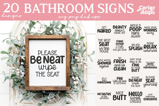 Funny Bathroom Quote SVG Bundle SVG Carla C Designs 