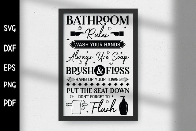 Funny Bathroom Rules Sign SVG Cut File SVG CraftLabSVG 