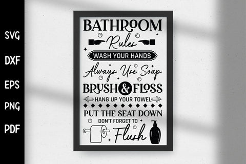 Funny Bathroom Rules Sign SVG Cut File SVG CraftLabSVG 