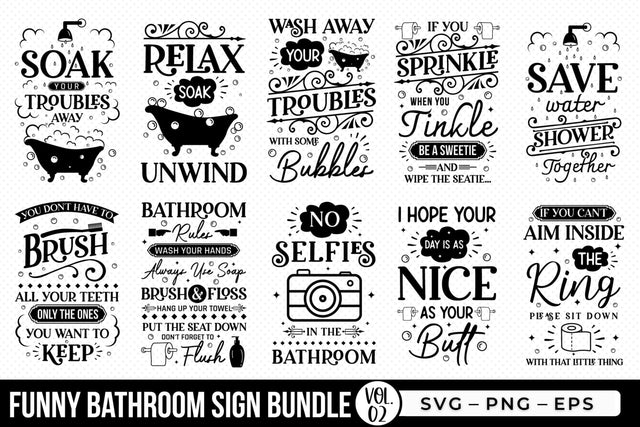 Funny Bathroom Sign SVG Bundle SVG CraftLabSVG 