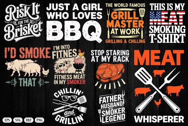 Funny BBQ Quote Bundle Svg, Barbecue Grill Sayings Svg, BBQ Shirt Print SVG DesignDestine 