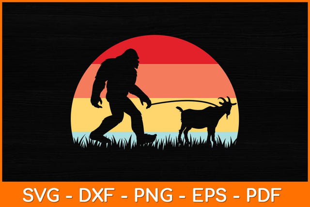 Funny Bigfoot Walking Goat Vintage Svg Design SVG artprintfile 